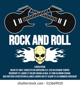 Rock festival, Rock music concert poster design template