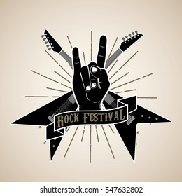 Rock Festival music poster, t-shirt ,vector,  hipster vintage label