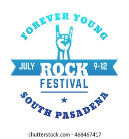 rock festival poster design, blue on white