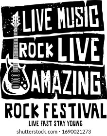 Rock Festival Poster Design, Event Flyer, Live Fast Stay Young Inspiration