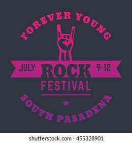 rock festival poster design, with hand-horn, popular rock-concert gesture