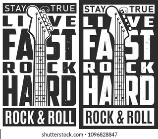 Rock festival poster in monochrome style. Vector illustration.