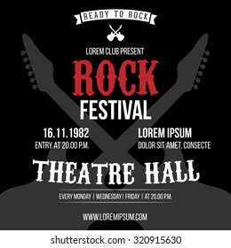 Rock festival poster. Rock and Roll guitar sign