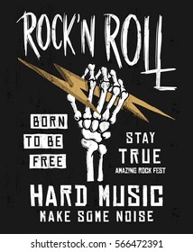 Rock festival poster. Rock and Roll sign. Slogan graphic for t shirt