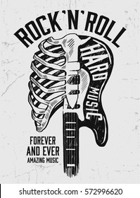 Rock festival poster. Rock and Roll sign. Slogan graphic for t shirt