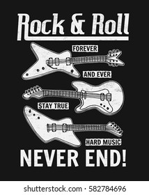 Rock festival poster. Rock and Roll sign. Slogan graphic for t shirt.