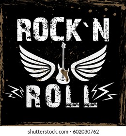 Rock festival poster. Rock and Roll sign. Slogan graphic for t shirt and other uses