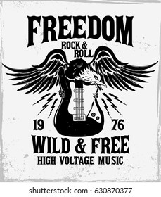 Rock festival poster. Rock and Roll sign. Slogan graphic for t shirt