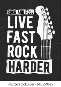 Rock festival poster  Rock   Roll sign  Music Slogan graphic for t shirt 