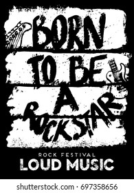 Rock festival poster. Rock and Roll sign. Slogan graphic for t shirt.