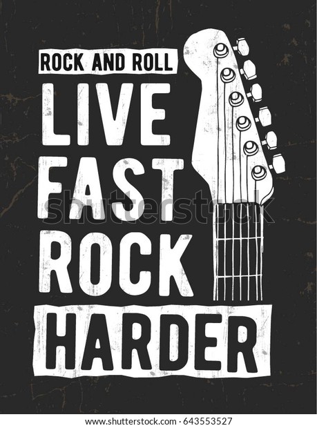 Rock festival poster. Rock and Roll sign. Music\
Slogan graphic for t\
shirt.