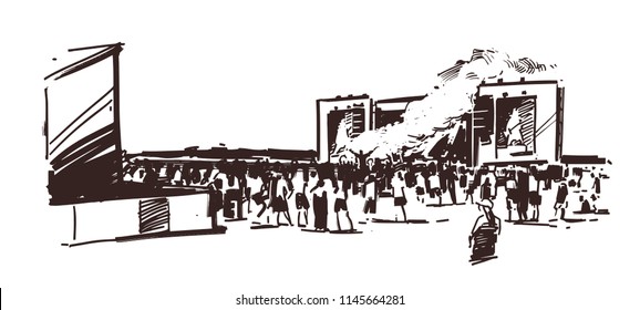 Rock Festival Sketch. Concert Stage