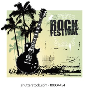 rock festival with summer scene and guitar