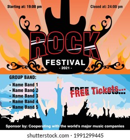 The rock festival vector concept is suitable for the background or banner of the world's big rock concerts with elegant colors