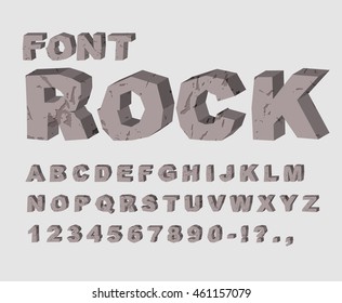 Rock Font. Alphabet Of Stones. ABC Made Of Lithic. Stony Letters Set
