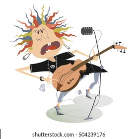 Rock forever. Guitarist is playing music with great inspiration
