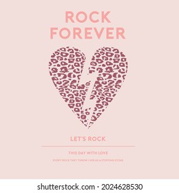 Rock forever heart skin animal abstract,Graphic design print t-shirts fashion,vector,poster,card