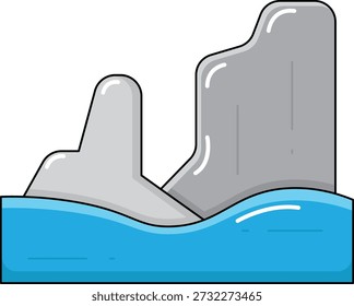 Rock Formation with Water Wave Illustration