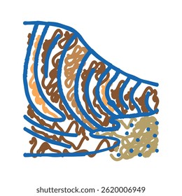 Vector de dibujo de icono de doodle de onda de formación de roca. signo de onda de formación de roca. ilustración de símbolo aislado