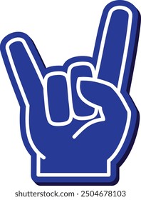 Rock gesture in blue sport foam hand style