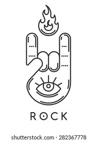 Rock gesture with eye. Vector Illustration