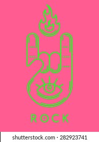 Rock gesture with eye. Vector Illustration