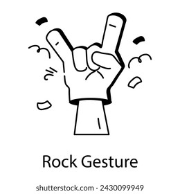 Rock gesture foam hand, doodle style icon 