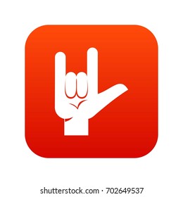 Rock gesture icon digital red for any design isolated on white vector illustration