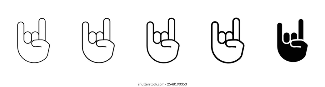 rock gesture icon Simple thin line logo set