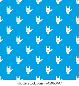 Rock gesture pattern repeat seamless in blue color for any design. Vector geometric illustration