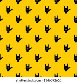 Rock gesture pattern seamless vector repeat geometric yellow for any design