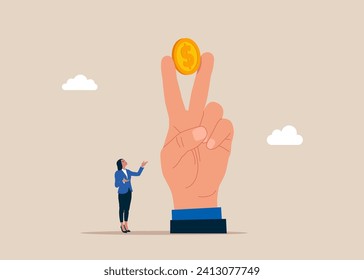 Rock gesture, victory sign. Work passion to motivate and inspire employee to achieve career success. Flat vector illustration