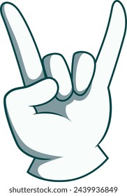 Rock gesture in white glove. Comic hand icon