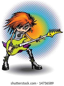 Rock girl and guitar