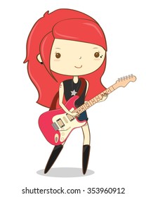 rock girl with pink guitar