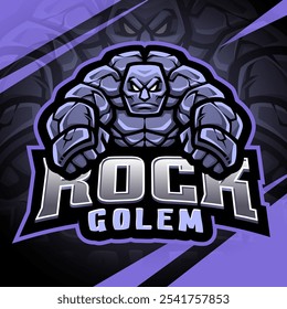 Diseño de logotipo de mascota de Rock golem esport