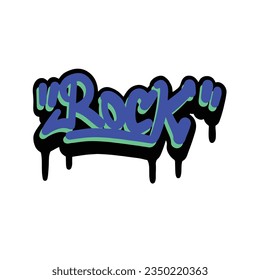 Rock is a graffiti genre music vector style text drawn in handwriting design font simple art illustration