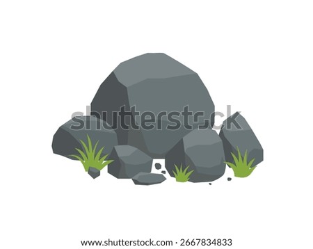Rock And Grass Design Element, rocks and stones, with blades of grass