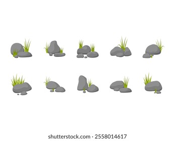 Rock And Grass Design Element Set