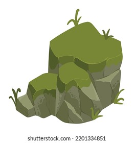 rock con icono de césped aislado