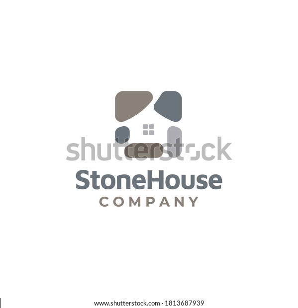 Rock Gravel House with windows for Natural Stone\
Rural Home logo design