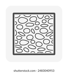 Rock gravel texture pattern vector icon. Construction material consist of little natural river rock, epoxy, cement concrete for decorative surface of wall, floor in garden, building, indoor, outdoor.