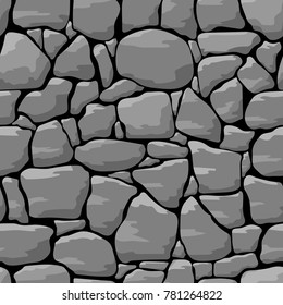 Rock gray stone wall seamless texture. Rock stonewall background.