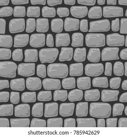 Rock gray stone wall seamless texture. Rock stonewall background.