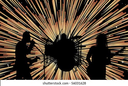 Rock group drummer. Vector illustration for design use.
