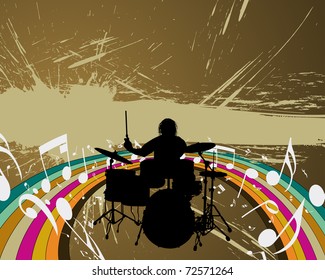 Rock group drummer. Vector illustration for design use.