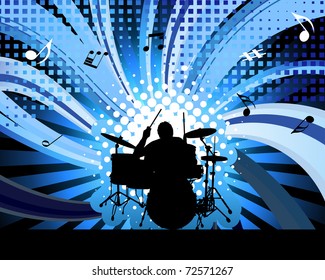 Rock group drummer. Vector illustration for design use.