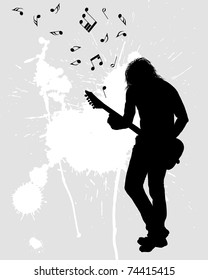 Rock group guitarist. Vector illustration for design use.