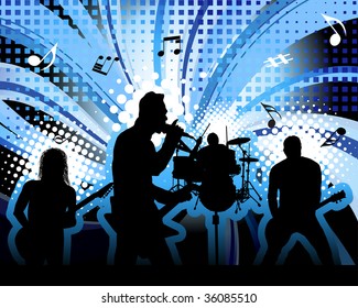Rock group singers theme. Vector illustration for design use.