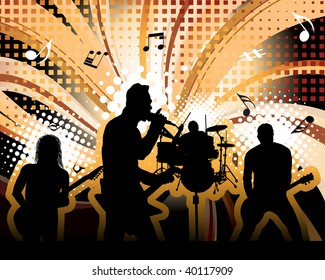 Rock group singers theme. Vector illustration for design use.